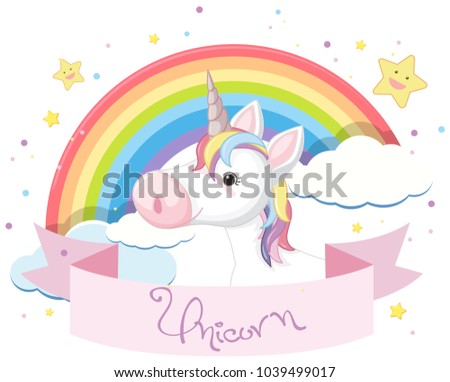 Colorful unicorn and rainbow in sky illustration