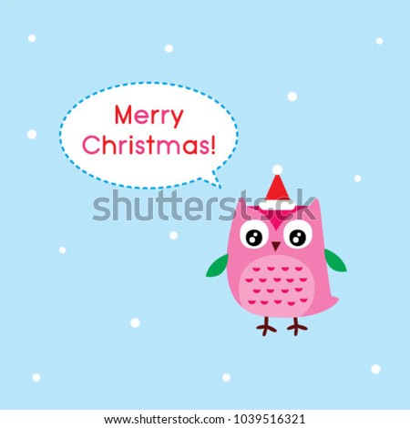 cute owl cartoon merry christmas greeting vector