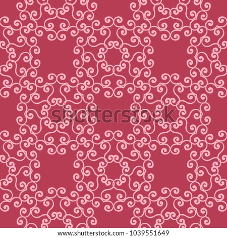 Red floral seamless background. Ornamental pattern for textile and wallpapers