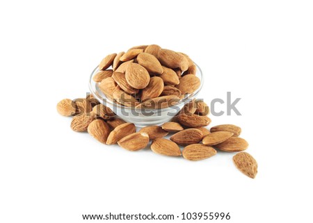 almonds in a glass bowl