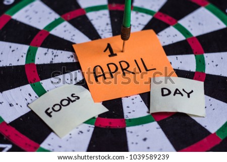 1 april fools day. Funny day. April fish. Prank. Darts.