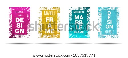 Liquid Marble Frame.  Vector Funky Hipster Border for Text, Sale, Announcement. Marble Textured Cool Cover, Business Card, Music Poster Design Dynamic Funky Creative Neon Colored Banner.