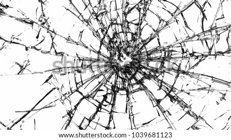broken glass on a white background.  Royalty-Free Stock Photo #1039681123