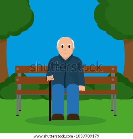 Grandfather seated on wooden chair
