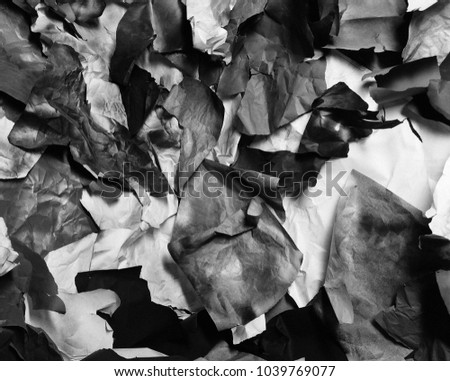 crumpled black and white paper, background