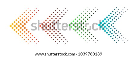 Set of colored arrows with halftone effect. Vector illustration. Arrows collection isolated Royalty-Free Stock Photo #1039780189
