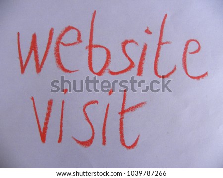 Text website visit hand written by red oil pastel on pink color paper