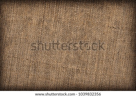High Resolution Natural Brown Burlap Canvas Coarse Grain Vignette Grunge Background Texture