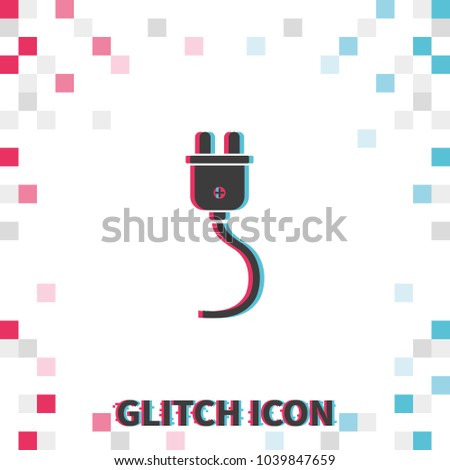 Plug  glitch effect vector icon.