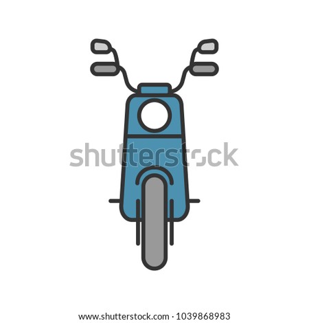 Scooter in front view color icon. Motorbike. Vespa. Isolated vector illustration
