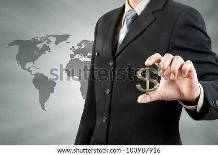 dollar symbol in businessman hand