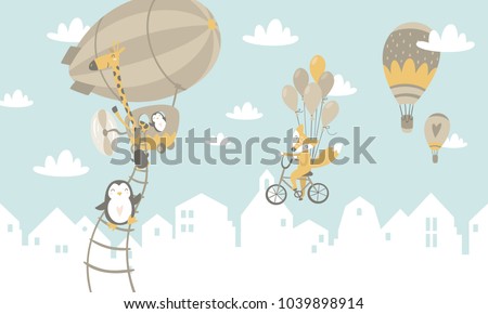 
Kids graphic illustration. Using for print on the wall, pillows, decoration kids interior, baby wear and shirts, greeting card, vector and other