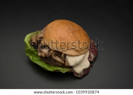 hamburger on black table 