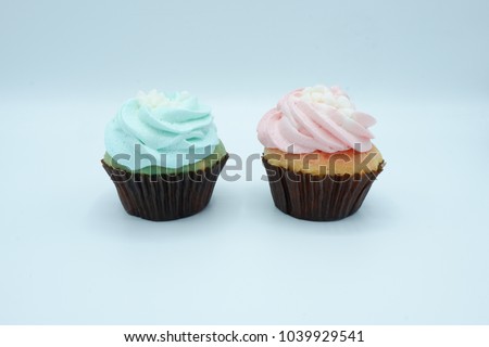 Cupcake on blue background