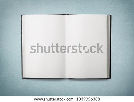 Open blank book on background