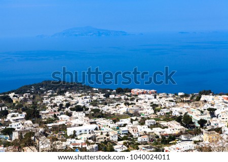 Aerial view of the seaside town of Anacapri, Italy