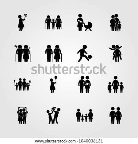 Humans icons set. Vector illustration mom, chield, baby girl and man