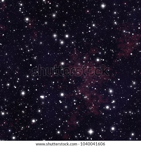 Night sky with dark red and blue nebula, stars