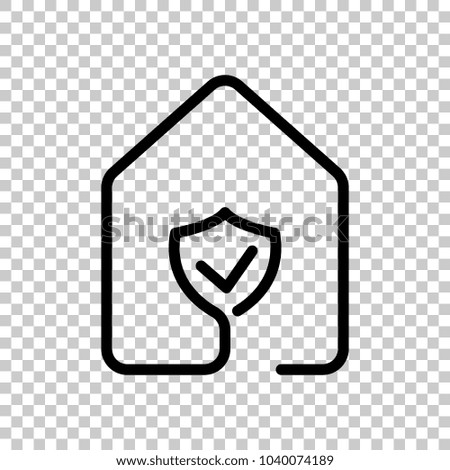 house with protect icon. line style. On transparent background.