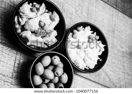 Chinese rice bowl on wood or wooden background black and white photo photography