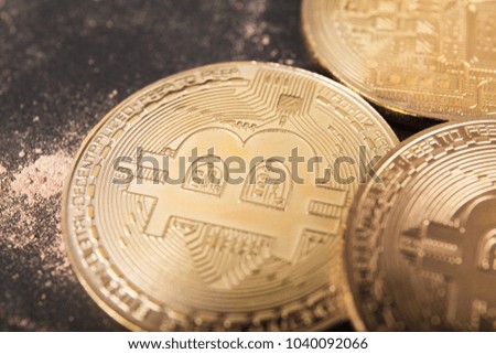 Bitcoin monet close up. crypto-currencies. Business concept