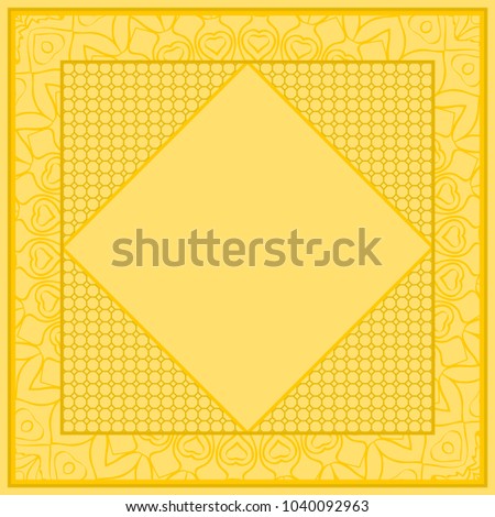 Square frame with decorative lace ornament. Design element for prints, posters, greeting cards, albums. Vector illustration