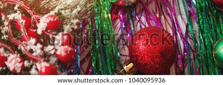 Christmas background with Christmas tree decorations. Can be used as a header or banner on your website, blog or social media.