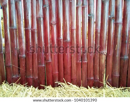 bamboo wood wall and dry straw