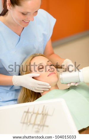 Dentist patient have x-ray examination at stomatology surgery
