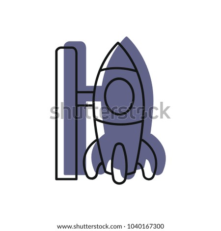 Rocket icon. Doodle illustration of space Rocket vector icon for web and advertising