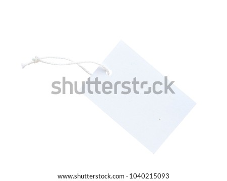 One white paper clothes tag isolated background for fashion and beauty issue 
