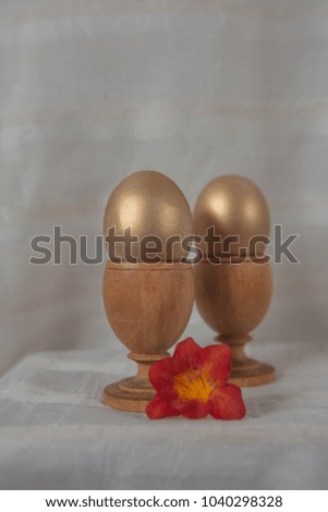 Golden eggs for Easter celebration in spring