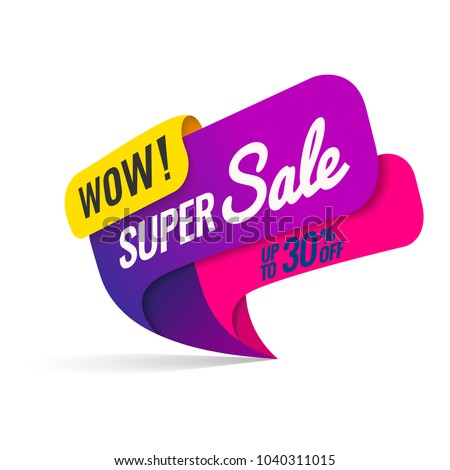 Super Sale, this weekend special offer banner, up to 30% off. Vector illustration. Royalty-Free Stock Photo #1040311015