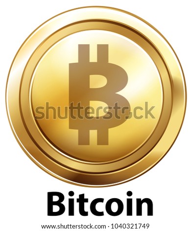 Bitcoin with golden coin on white background illustration