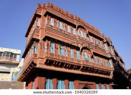 India, old mansion, a Haveli, in the old town of Bikaner