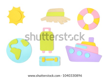 Cruise travel paper cut on white background - isolated
