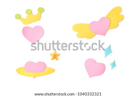 Heart design element paper cut on white background - isolated