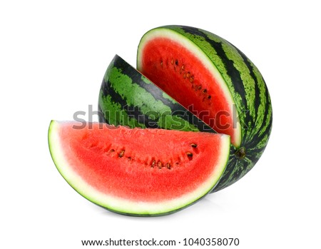 watermelon with slices isolated on white background Royalty-Free Stock Photo #1040358070