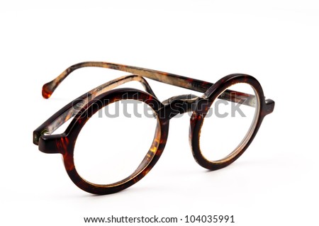 The old glasses on white background in studio.