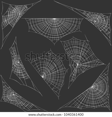 Vector set of spider webs Royalty-Free Stock Photo #1040361400