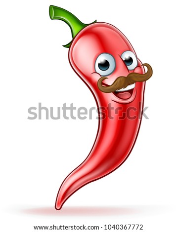 A red pepper cartoon character with moustache