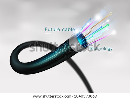Realistic Vector Illustration Fiber Optic future Cable technology on White Background.
EPS file. Royalty-Free Stock Photo #1040393869