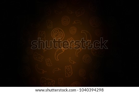 Dark Brown vector layout with restaurant food. Glitter abstract sketch with gourmet food. Pattern for menu of cafes, bars, restaurants.