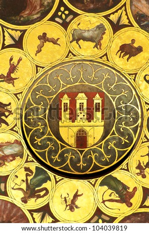 Detail of a astronomical clock in Prague in Czech republic - Zodiac.