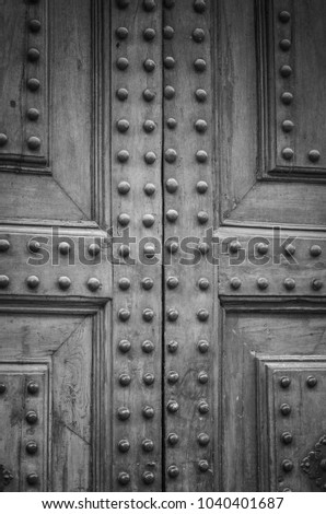 old doors view historical streets of Firenze, Italy