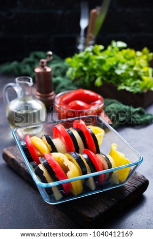 ratatuille with tomato sauce in bowl,  stock photo