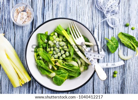 greenfood in whote bowl, diet menu, stock photo