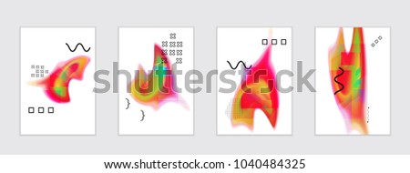 Abstract cover template with black geometric shapes. Poster with gradient neon colored  curved glow fluid shape. Liquid bright colors.
