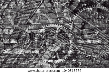 macro photo with background from old and dirty pinion mechanism