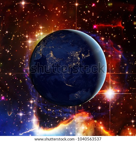 Our unique planet from space. Night view. Amazing shot. The elements of this image furnished y NASA.